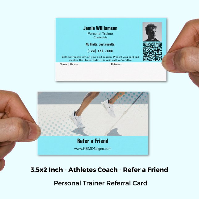 Cartão De Indicação Consultar um Amigo Apenas Resultados Treinador Pes (3.5x2 Inch, Refer a Friend Just Results Personal Trainer Referral Card)