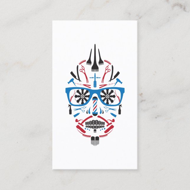 Cartão De Indicação consulte um crânio do punk do barbeiro do amigo (Frente)