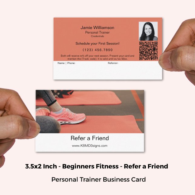 Cartão De Indicação Consulte um Criador Pessoal de Malhação Amigo Inic (3.5x2 Inch, Refer a Friend Fitness Beginner Personal Trainer Referral Card)