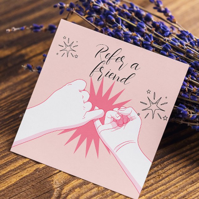 Cartão De Indicação Consulte Uma Ilustração De Mãos De Pêssego Amigo (Refer A Friend Peach Pastels Hands Illustration Referral Card)