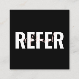 Cartão De Indicação Cor-de-rosa preto moderno Refira um amigo