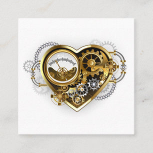 Cartão De Indicação Coração Steampunk com Manômetro