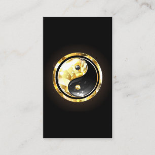 Cartão De Indicação Dourado Yin Yang a preto