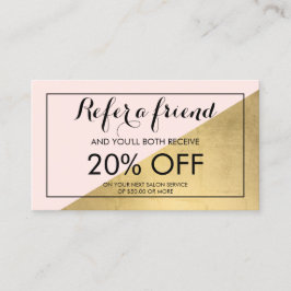 Cartão De Indicação Edgy Geométrico Faux Gold Foil e Referências Rosa