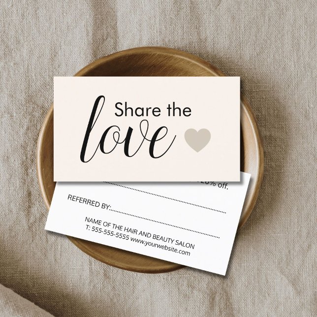 Cartão De Indicação Elegant Light Pastel Heart Beauty Salon (Criador carregado)