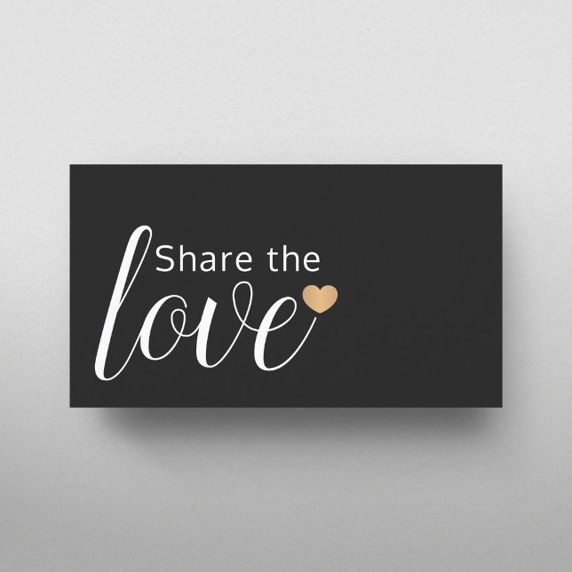 Cartão De Indicação Elegante Black White Dourado Hearty Salon (Criador carregado)