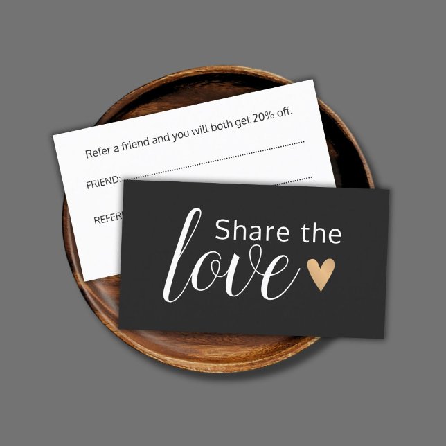 Cartão De Indicação Elegante Black White Dourado Hearty Salon (Criador carregado)