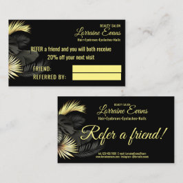 Cartão De Indicação Elegante Dourado preto