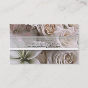 Cartão De Indicação Elegante Rosa Floral Shabby Chic Indique um Amigo