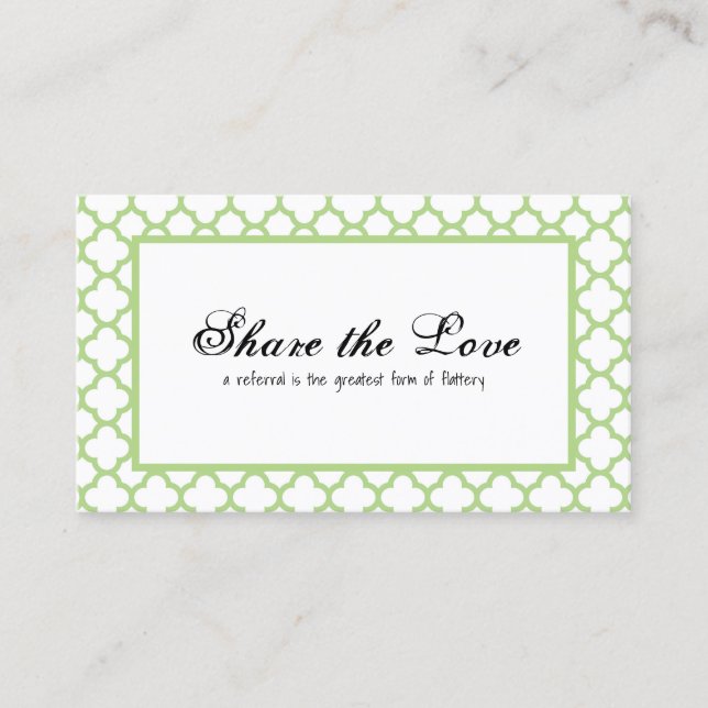 Cartão De Indicação Escala verde clássica Consulte um amigo (Frente)