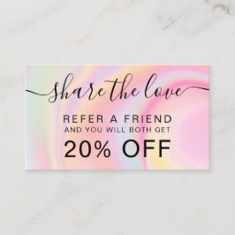 Cartão De Indicação Escrito holográfico do arco-íris-rosa-mármore unic