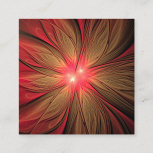 Cartão De Indicação Flor fractal de fanfarrão vermelho