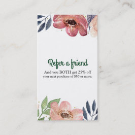 Cartão De Indicação Floral Moderno em Aquarela Elegante Indique um Ami