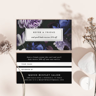 Cartão De Indicação Floral Violeta Escuro Elegante