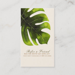Cartão De Indicação Folha de Palmeira Tropical Verão Elegante Indique 