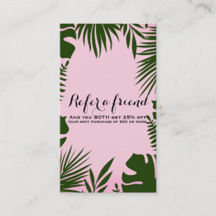 Cartão De Indicação Folhas Tropicais Verdes Ilha Referir um Amigo