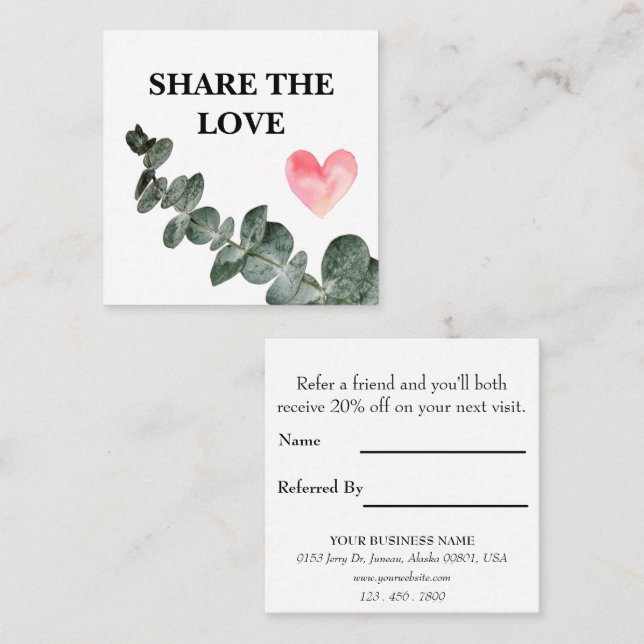 Cartão De Indicação Gerência Eucalyptus simples negócios  (Frente/Verso)