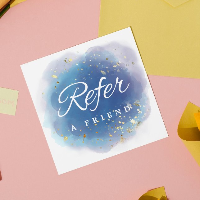 Cartão De Indicação Glitter de Glam Moderno de Script de Assinatura Ho (Holographic Signature Script Modern Glam Glitter Referral Card
)