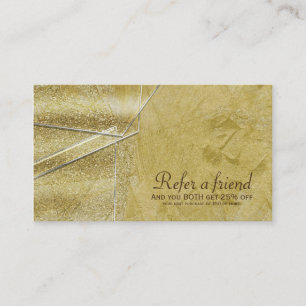 Cartão De Indicação Gold Shimmer Crystal Glam Salon Indique um amigo