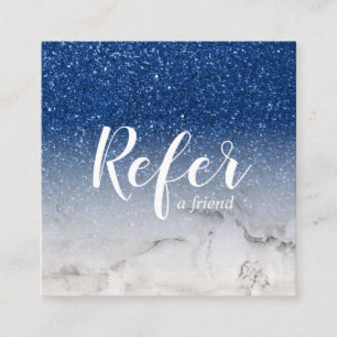 Cartão De Indicação Grelha de Ombre Marmorizada e Azul