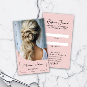 Cartão De Indicação Hair Stylist Moderno - Rosa