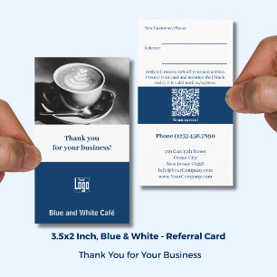 Cartão De Indicação Imagem personalizada do Café Azul Obrigado