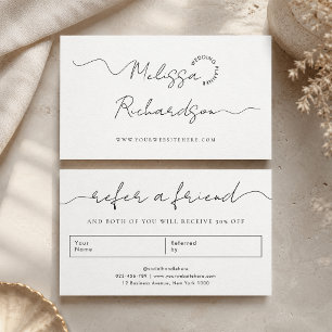 Cartão De Indicação Indique um Amigo Elegante Caligrafia Script Minima