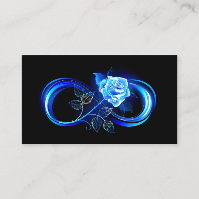 Cartão De Indicação Infinito brilhante com rosa azul (Frente)