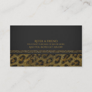 Cartão De Indicação Leopard Brilho Lantejoulas Glam Chic Indique um Am