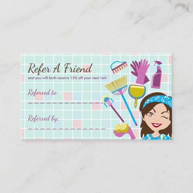 Cartão De Indicação Limpando Desconto de Venda do Cliente (Frente)