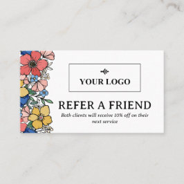 Cartão De Indicação Logotipo Floral Amarelo azul