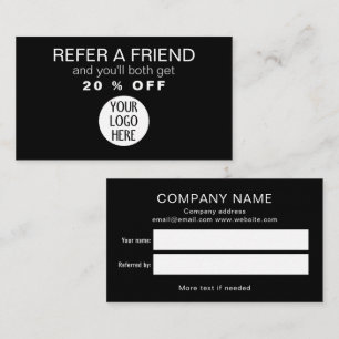 Cartão De Indicação Logotipo personalizado da empresa Black and White