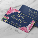 Cartão De Indicação Makeup Artist Hair Salon Vintage Remerência Floral<br><div class="desc">Cabelo Artista Salão Vintage Marinho Floral Cartões de visitas Azuis De Referência.</div>