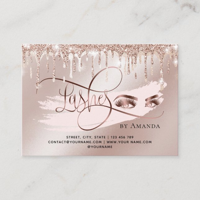 Cartão De Indicação Makeup Eyebrow Olhos Lash Unidades Douradas Cartão (Frente)