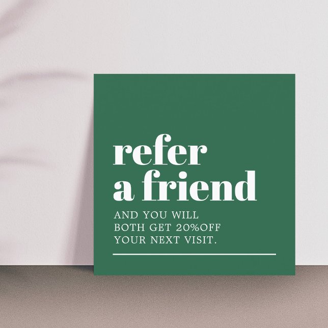 Cartão De Indicação Modern Bold Green White Beauty Salon (Criador carregado)