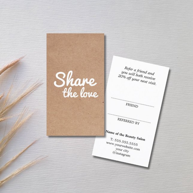 Cartão De Indicação Modern Cool Printed Kraft Bold Salon (Criador carregado)