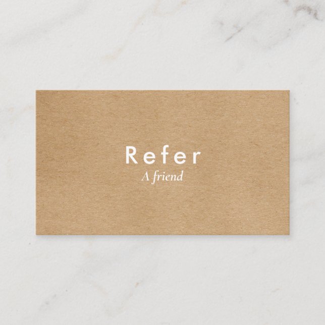Cartão De Indicação Moderno Minimalista Rústico Kraft (Frente)