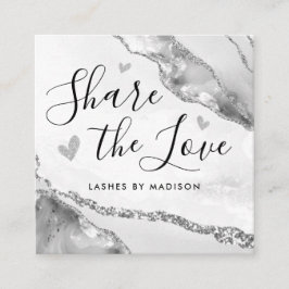 Cartão De Indicação Monograma Chic da Gliter de Cinzas prateadas