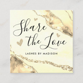 Cartão De Indicação Monograma Clássico do Glitter Marble Agate Glitter