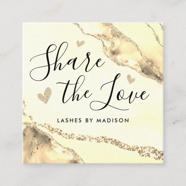 Cartão De Indicação Monograma Clássico do Glitter Marble Agate Glitter (Frente)