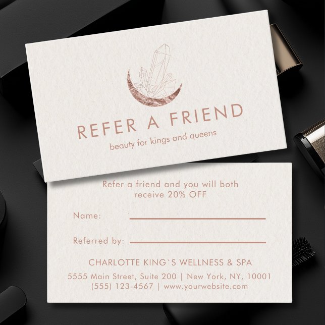 Cartão De Indicação Moon Crystal Energy Healer Salon Beige (Moon Crystal Energy Healer Salon Beige Referral Card)