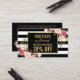 Cartão De Indicação Na moda Floral Black White Stripes Beauon Salão (Frente/Verso In Situ)