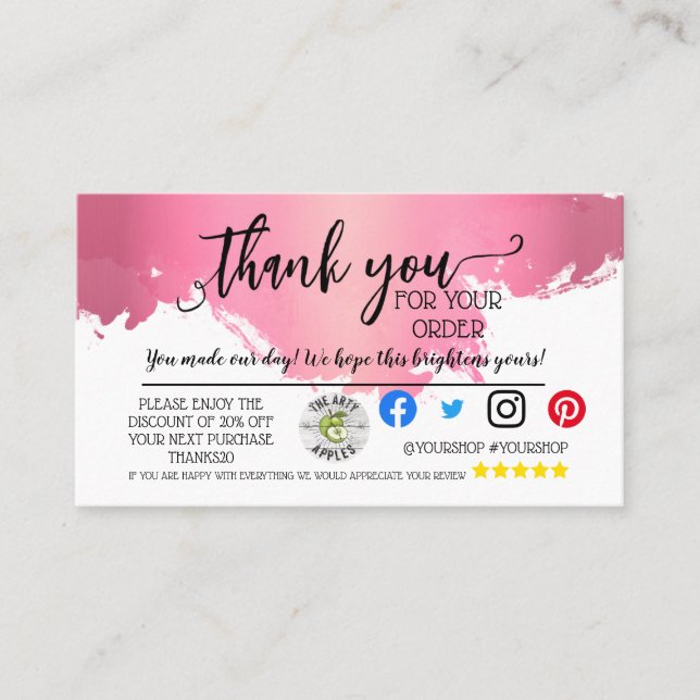 Cartão De Indicação Negócios Obrigado Insira o pacote moderno do cartã (Frente)