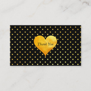 Cartão De Indicação Obrigado Dourado Cutesy das bolinhas do coração