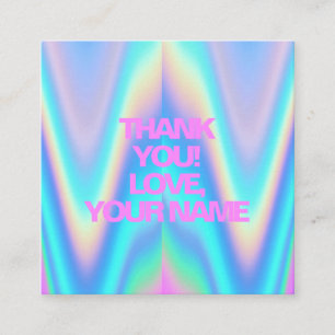 Cartão De Indicação Obrigado neon holográfico unicórnio texto rosa nom