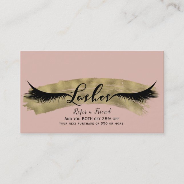 Cartão De Indicação Olhais Dourados e brilhantes cor-de-rosa referem u (Frente)