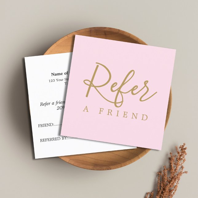 Cartão De Indicação Ouro de Rosa simples e elegante (Criador carregado)