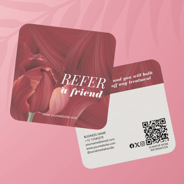 Cartão De Indicação Padrão de Abstrato de Tulipas Vermelhas Elegante N (Criador carregado)