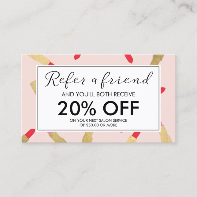 Cartão De Indicação Padrões de Lipstick de luxo de vidro no cartão de  (Frente)