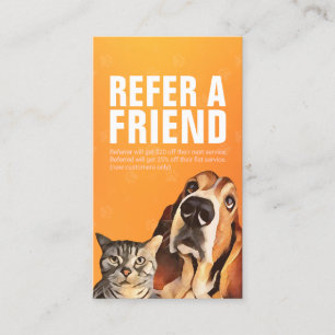 Cartão De Indicação Pet Care Sitting Bathing & Grooming Refercard